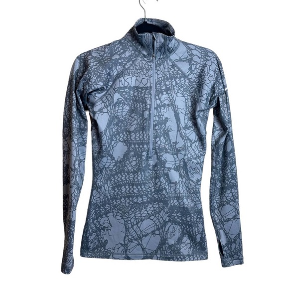 Nike Pro Dri-FIT Half Zip Gray Squiggle Spell Out Just Do It Pullover Small - Picture 15 of 15
